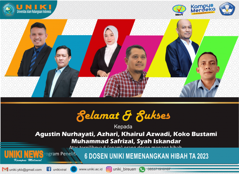 6 DOSEN UNIKI LULUS PROGRAM PENELITIAN DAN PKM KEMDIKBUD T.A 2023