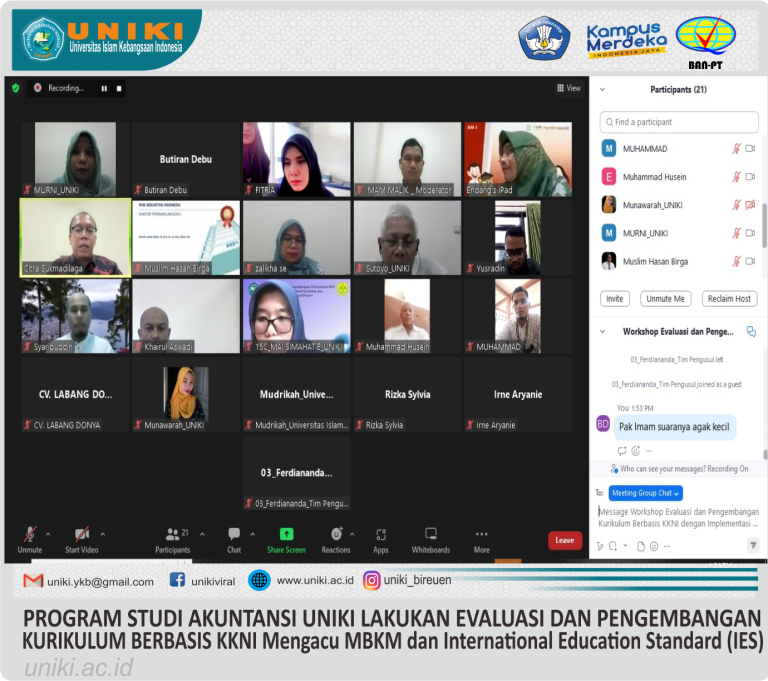 Program Studi Akuntansi UNIKI mengadakan Seminar  Evaluasi dan Pengembangan Kurikulum Bermasis KKNI Mengacu MBKM dan International Education Standard (IES)