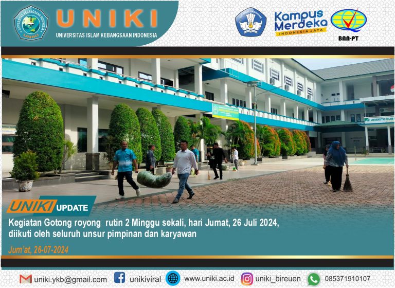 Kegiatan Gotong royong rutin 2 Minggu sekali di Universitas Islam Kebangsaan Indonesia