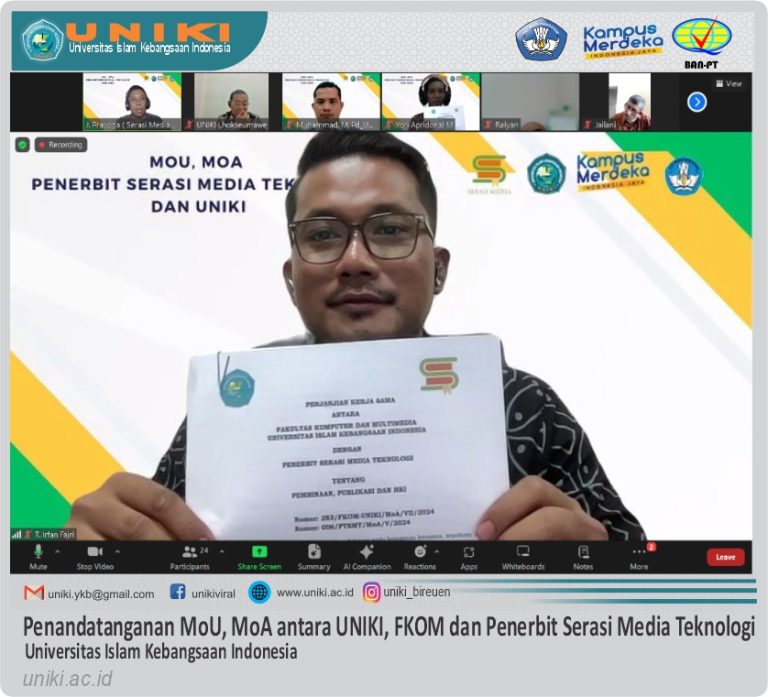 Penandatanganan MoU, MoA antara UNIKI, FKOM dan Penerbit Serasi Media Teknologi