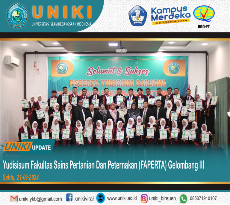 Yudisium Fakultas Sains Pertanian Dan Peternakan (FAPERTA) Gelombang III