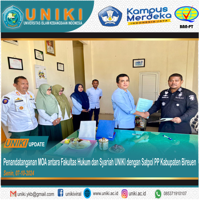 Penandatanganan MOA Antara Fakultas Hukum Dan Syariah UNIKI Dengan Satpol PP Kabupaten Bireuen