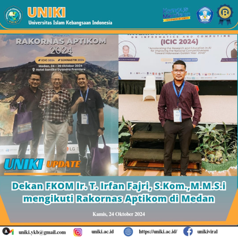Dekan FKOM UNIKI, Ir. T. Irfan Fajri, S.Kom., M.M.S.I., Menghadiri Rakornas Aptikom di Medan