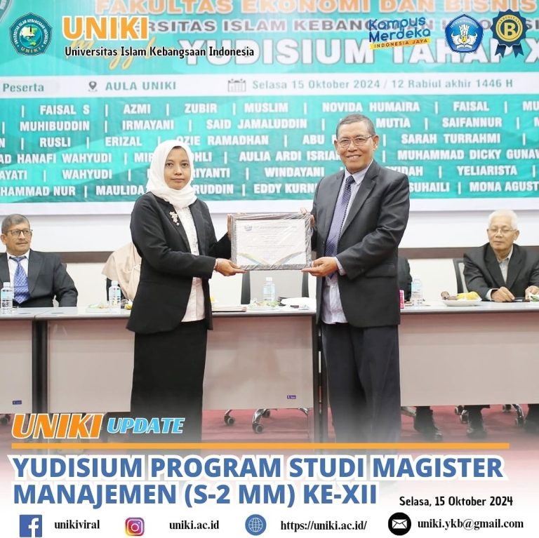 YUDISIUM S2 MAGISTER MANAJEMEN TAHAP KE XII UNIKI (BERDASARKAN REKOMENDASI LLDIKTI XIII NOMOR : 3474/LL13/DS.00.02/2024)