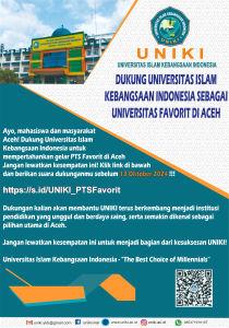 Dukung Universitas Islam Kebangsaan Indonesia Untuk Mempertahankan Gelar Sebagai UNIVERSITAS FAVORIT Di Aceh!