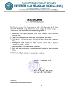 Pengumuman Ujian Akhir Semester