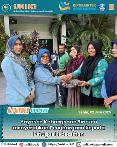 Yayasan Kebangsaan Beri Penghargaan Kepada Petugas Kebersihan UNIKI: Pengakuan Atas Peran Yang Sering Tak Terlihat