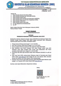 SURAT EDARAN : Persiapan UAS dan Memasuki Tahun Akademik 2024/2025