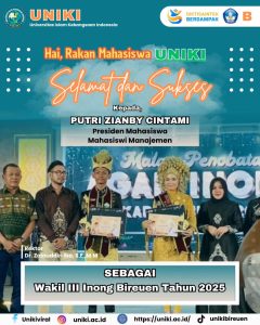 UNIKI Ucapkan Selamat kepada Putri Zianby Cintami atas Prestasi di Ajang Pemilihan Inong Bireuen 2025