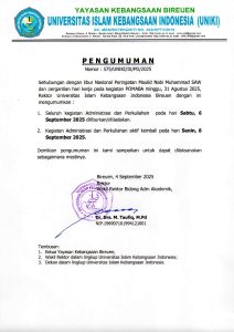 Pengumuman Libur Nasional  Peringatan Maulid Nabi Muhammad SAW dan Pergantian Kegiatan Pomaba, 31 Agustus 2025